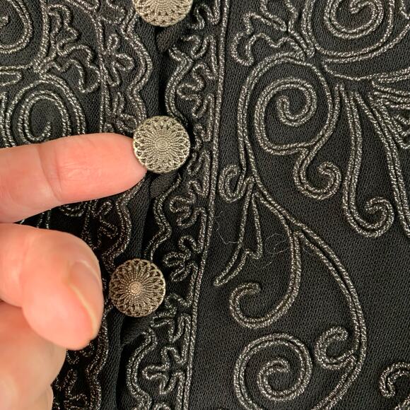 Vintage Marie St. Claire Size 6 Embroidered Blazer Jacket Black Whimsygoth - Picture 7 of 13